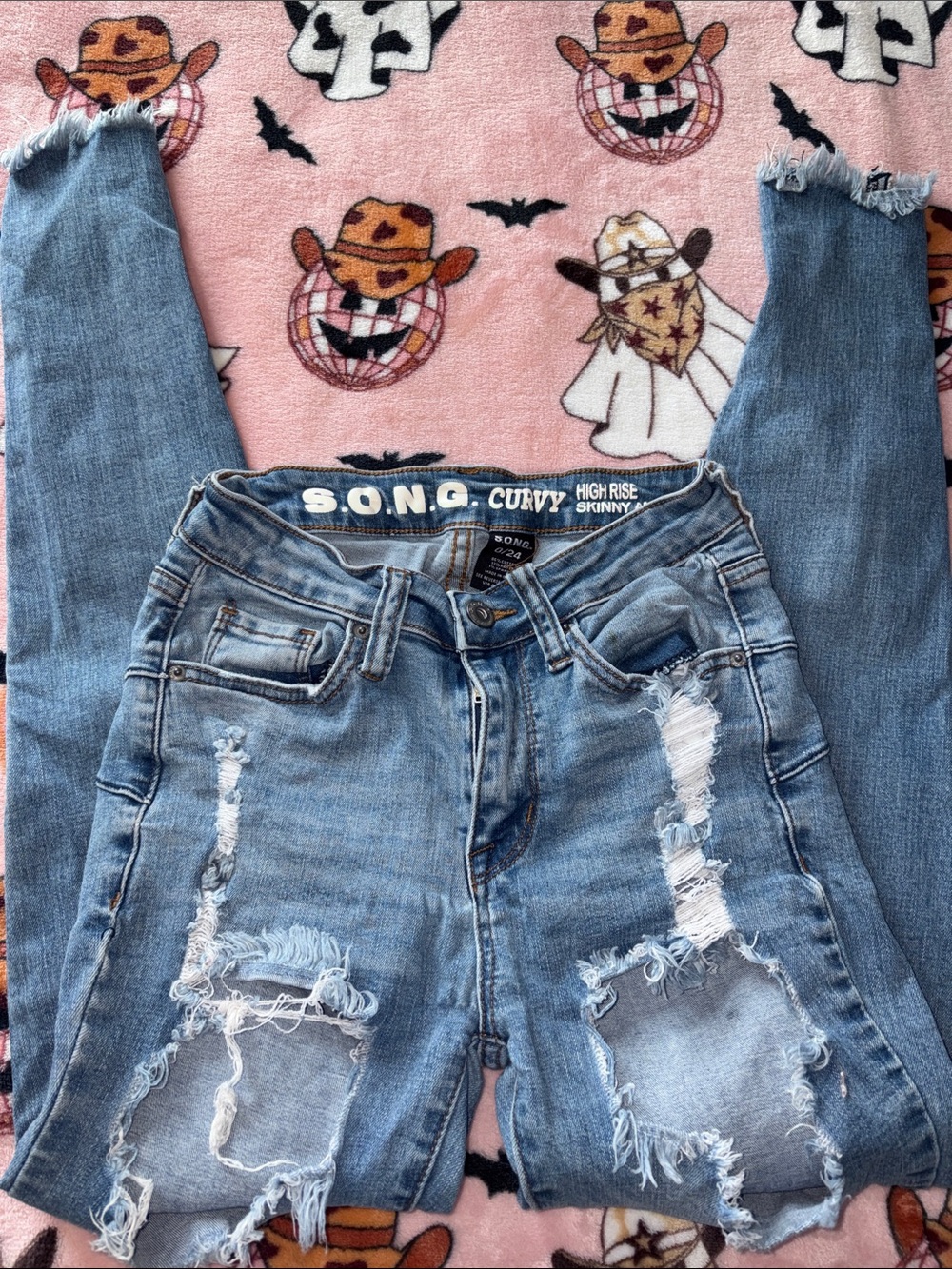 S.O.N.G. Curvy High-Rise Distressed Skinny Jeans - Light Blue